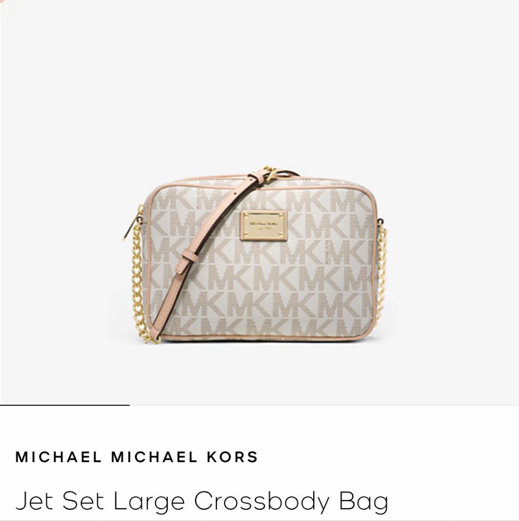 Michael Kors Jet Set Large East West Vanilla Coated Pvc Leather Crossbody Purse